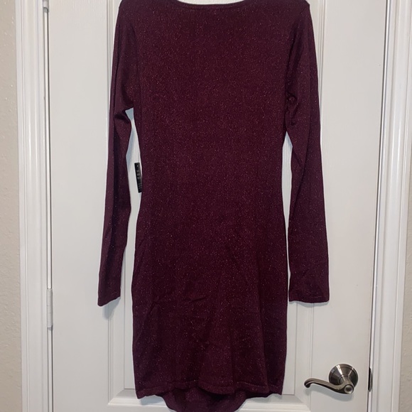 NWT- PLUM RUCHED GLITTER DRESS - Picture 10 of 13